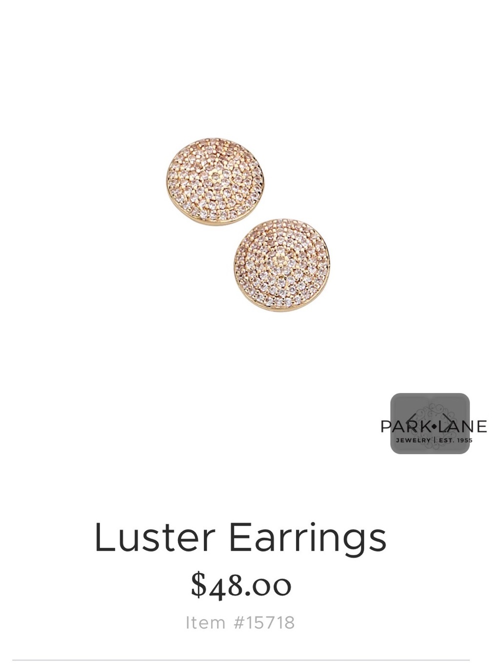 Park Lane Gold Pavé Dome Stud Earrings